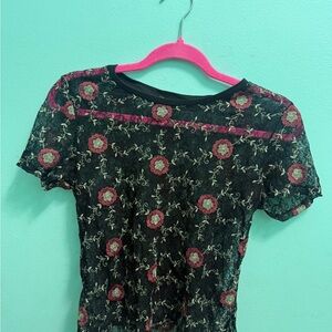 Superdry Floral Mesh Lace Top